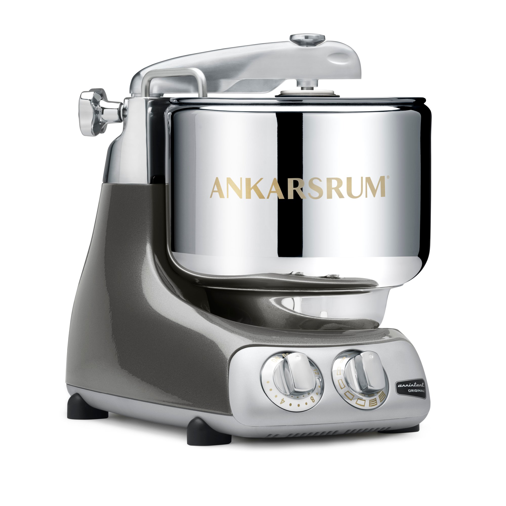 Ankarsrum Assistent Original Black Chrome, vue 1. Photo officielle Ankarsrum.